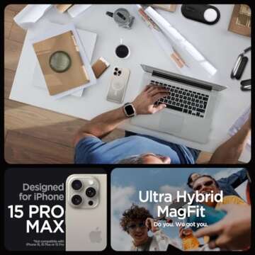 Spigen Ultra Hybrid MagFit Designed for iPhone 15 Pro Max Case (2023) [Anti-Yellowing] [Military-Gra...