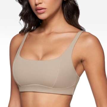 INGIA Women's Square Scoop Neck Sports Bra - Ultimate Comfort Yoga Bandeau Bra