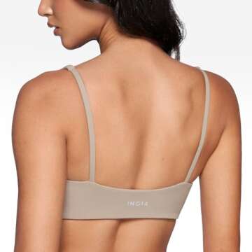 INGIA Women's Square Scoop Neck Sports Bra for Yoga Comfort