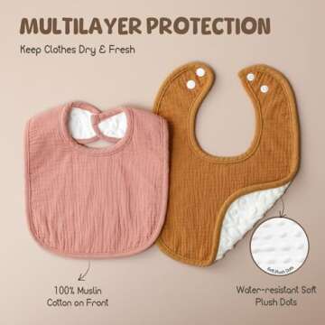 POIKSHARK Soft Cotton Baby Bibs - 6-Pack Unisex Set