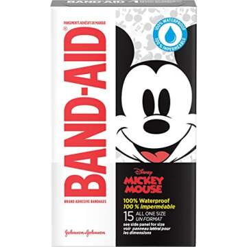 Band-Aid Brand Kids Waterproof Adhesive Bandages, Mickey, All One Size, 15 ct (Pack of 2)