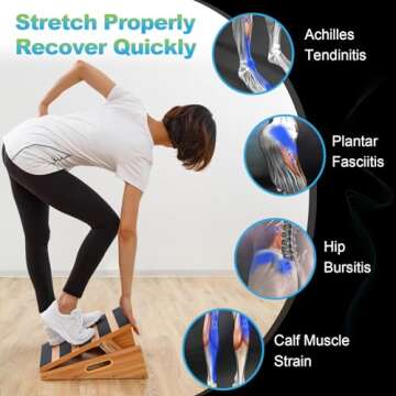 StrongTek Professional Wooden Slant Board, Adjustable Incline Board, and Calf Stretcher, Stretch Board - Extra Side-Handle Design for Portability, Partial-Coverage