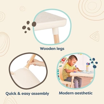B. Toys Toddler Table & Chairs Set - Natural Wooden Legs