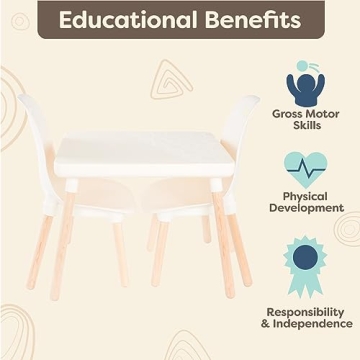 B. Toys Toddler Table & Chairs Set - Natural Wooden Legs
