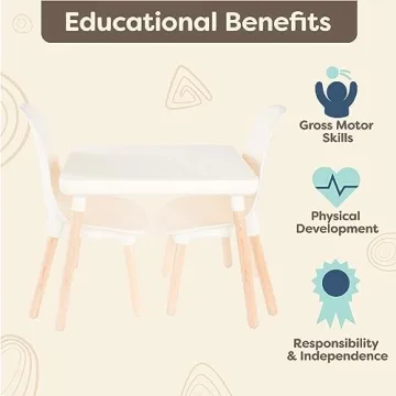 B. Toys Toddler Table & Chairs Set - Natural Wooden Legs