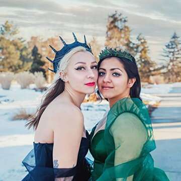 SWEETV Black Gothic Crown for Men/Women (Unisex) - Halloween Costume Headpiece, Metal King Crown Queen Tiara for Prom Birthday Cosplay Party,The Black Knight