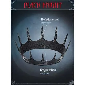 SWEETV Black Gothic Crown for Men/Women (Unisex) - Halloween Costume Headpiece, Metal King Crown Queen Tiara for Prom Birthday Cosplay Party,The Black Knight