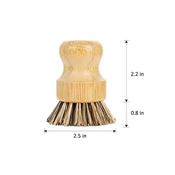 Durable Bamboo Dish Brush Set with Ceramic Holder