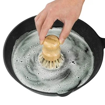 Durable Bamboo Dish Brush Set with Ceramic Holder