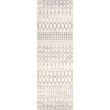 nuLOOM 2x8 Moroccan Blythe Area Rug, Grey, Faded Bohemian Design, Stain Resistant, For Bedroom, Dining Room, Living Room, Hallway, Office, Kitchen, Entryway