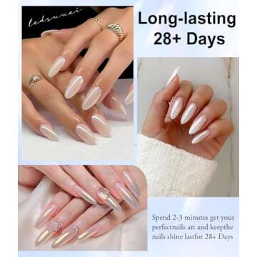 BISHENGYF Pearl Chrome Nail Powder -【0.8g Super Pearl Effect】 Chrome Powder for Nails Iridescent...