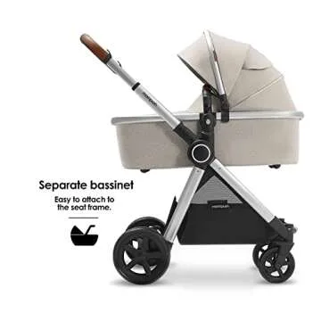 Mompush Ultimate2 Baby Stroller for Toddler with Removable Bassinet & Reversible Seat, Smooth Glide Bassinet Stroller, Full-Size for Comfortable Outings with Baby