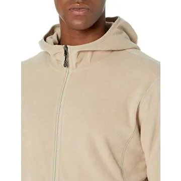 Amazon Essentials Men's Long-Sleeve Hooded Full-Zip Polar Fleece Jacket, Tan, Large