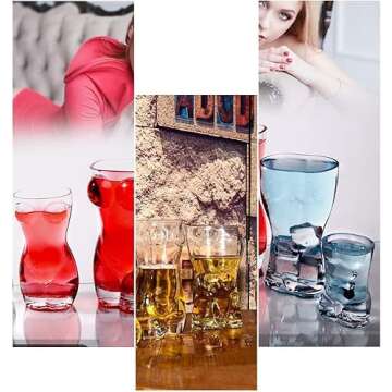 shyliey 2 Pack Cocktail Shot Glass, Transparent Funny Wine Glass, Body Shape Beverage Cups, Glassware Bar Decoration Cup, For Bars Birthday Party Decor (Classic)