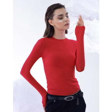 PUMIEY Women's Long Sleeve Slim Fit Top - Stylish Comfort