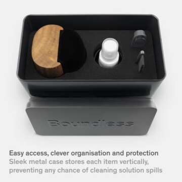 Boundless Audio Vinyl Record Cleaning Kit - 5-in-1 Vinyl Cleaner Kit Includes Record Brush, Stylus Cleaner, Cleaning Solution, Nylon Brush & Metal Case