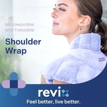 REVIX Microwave Heating Pad for Neck Shoulders and Back Pain Relief with Moist Heat, Weighted Microwavable Heated Neck Wrap Warmer, Scented
