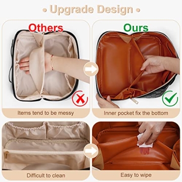 Large Checkered Makeup Bag for Women - Durable & Organized