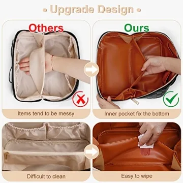 Large Checkered Makeup Bag for Women - Durable & Organized