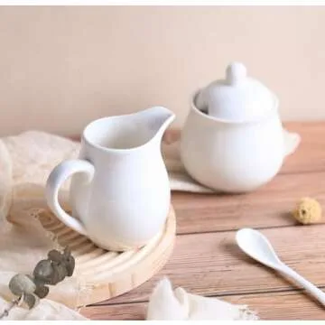 Ceramic Colorful Creamer and Sugar Set with Spoon