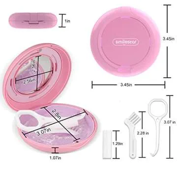 Retainer Case, Slim Aligner Case with Adjustable Vent Holes and Mirror, Compatible with Invisalign, Night Guard and Mouth Guard, Premium Retainer Case, With Aligner Remover Tool, Chew & Brush, Pink