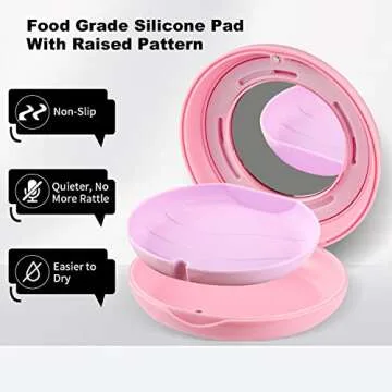 Retainer Case, Slim Aligner Case with Adjustable Vent Holes and Mirror, Compatible with Invisalign, Night Guard and Mouth Guard, Premium Retainer Case, With Aligner Remover Tool, Chew & Brush, Pink