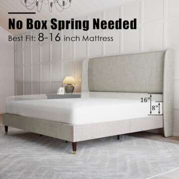 Elegant PaPaJet Queen Bed Frame with High Headboard