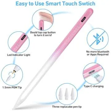 Stylus Pen for iPad - Active Pencil with Quick Charge, Palm Rejection, Tilt Sensor