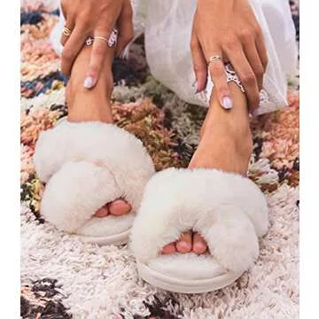 Ankis Women Fuzzy Slippers for Home Comfort and Style