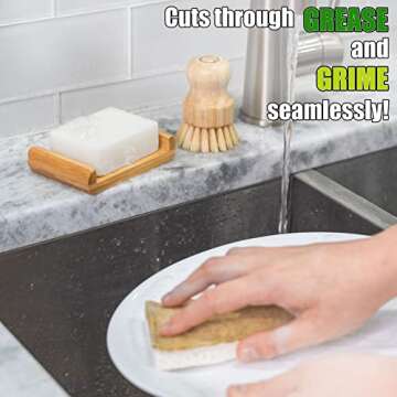 Tieralia Handcrafted Dish Bar Soap - Plant-Based, Zero Waste, Vegan Soap, Unscented Soap, Dish Soap - 5.64oz (Dish Bar and Tray)