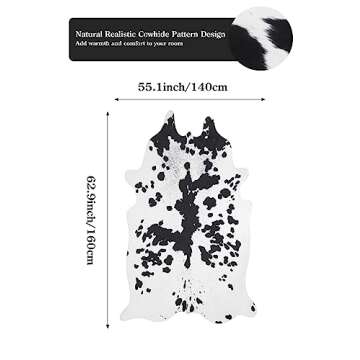 Lahome Faux Cowhide Area Rug - Cow Print Rugs for Living Room Dining Room Bedroom Western Decor, Lar...