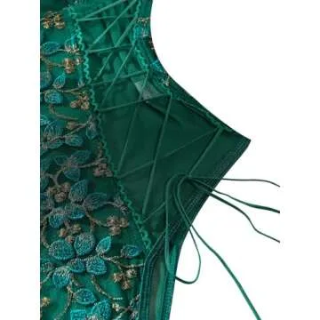 Lilosy Women Sexy Lace Up Floral Embroidered Teddy Babydoll Lingerie Bodysuit Top Mesh Sheer One Piece See Through Army Green Medium