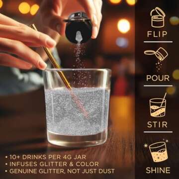 Brew Glitter - Clear Shimmer (4g 1x Shaker Jar) | Genuine Edible Drink Glitter Created for Cocktails, Beer, Wine, Soda, Tea, Lemonade, Juice, Garnish, & Any Other Beverage