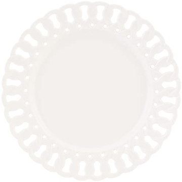 Gracie China by Coastline Imports, Heirloom Collection, 8-Inch Dessert Plate, White Fine Pierced Porcelain, Set of 4