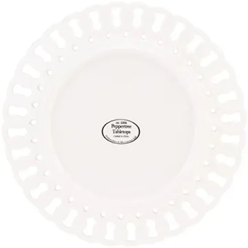 Gracie China by Coastline Imports, Heirloom Collection, 8-Inch Dessert Plate, White Fine Pierced Porcelain, Set of 4
