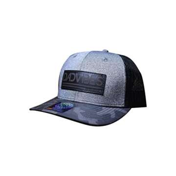 Curved Bill - Dad Vibes Leather Patch Classic Snapback Hat (Tri-Color/Camo Bill)