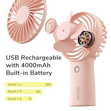 JISULIFE Handheld Portable Fan - 20H Max Cooling Time