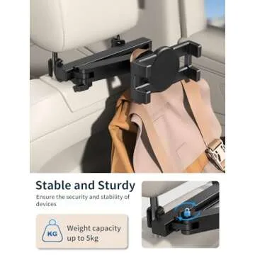 Tablet Holder for Car Headrest, [3 in 1 Adjustable Extension Arm] iPad Car Mount for Back Seat, Road Trip Essentials for Kids, for 4.7-12.9" Tablet Like iPad Pro, Air, Mini, Galaxy, Fire HD Tablet