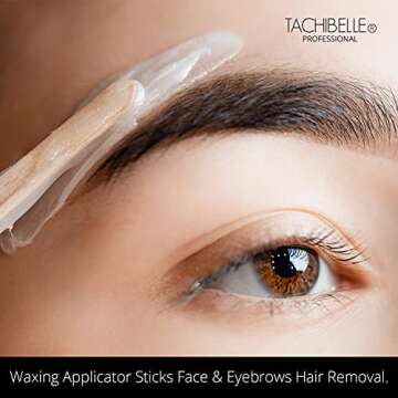 Tachibelle Wooden Wax Sticks - Body Eyebrow, Lip, Nose Small Waxing Applicator Sticks for Hair Remov...