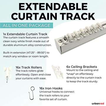 UrbanRed Ceiling Track Room Divider System - Extendable & Durable