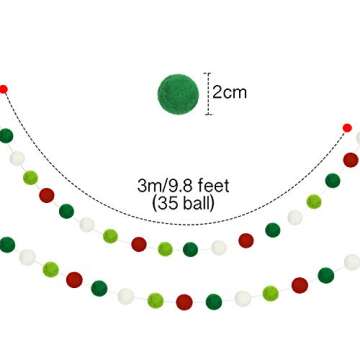 Boao 2 Pcs Felt Ball Garland - Vibrant 9.84 Feet for Home Decor and Parties