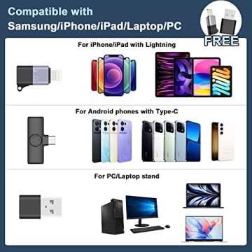 Wireless Lavalier Lapel Microphone for iPhone/iPad/Android/Laptop, Type-C Port Mini Recording Mic for Video Recording, Interview, TikTok, YouTube, Vlog, Plug and Play, Noise Reduction (Set of 2)