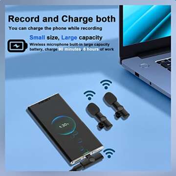 Wireless Lavalier Lapel Microphone for iPhone/iPad/Android/Laptop, Type-C Port Mini Recording Mic for Video Recording, Interview, TikTok, YouTube, Vlog, Plug and Play, Noise Reduction (Set of 2)