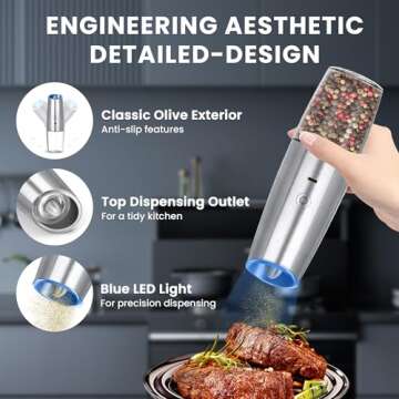 UNNEES Rechargeable Electric Salt and Pepper Grinder Set