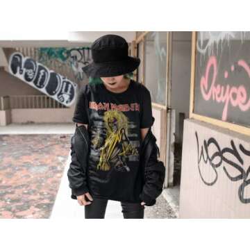 American Classics Iron Maiden Killers Album Cover Men's Short Sleeve Classic Rock Graphic T-Shirt - Black - Large