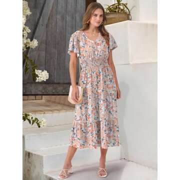 ANRABESS Women's Stylish Summer Midi Beach Dress