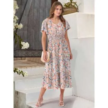 ANRABESS Women's Stylish Summer Midi Beach Dress