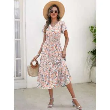 ANRABESS Women's Stylish Summer Midi Beach Dress