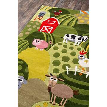 Momeni Rugs Lil' Mo Whimsy Collection, Kids Themed Hand Carved & Tufted Area Rug, 3' x 5', Grass Green