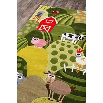 Momeni Rugs Lil' Mo Whimsy Collection, Kids Themed Hand Carved & Tufted Area Rug, 3' x 5', Grass Green